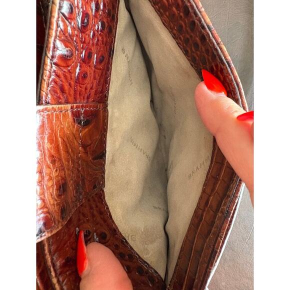 Brahmin Alena pecan brown embossed crossbody small bag purse - Picture 12 of 12